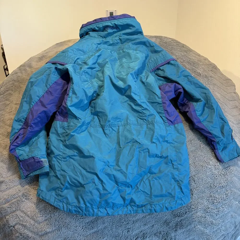 Columbia Women's Gizzmo Parka Jacket Vintage 90s Teal Purple Colorblock M
